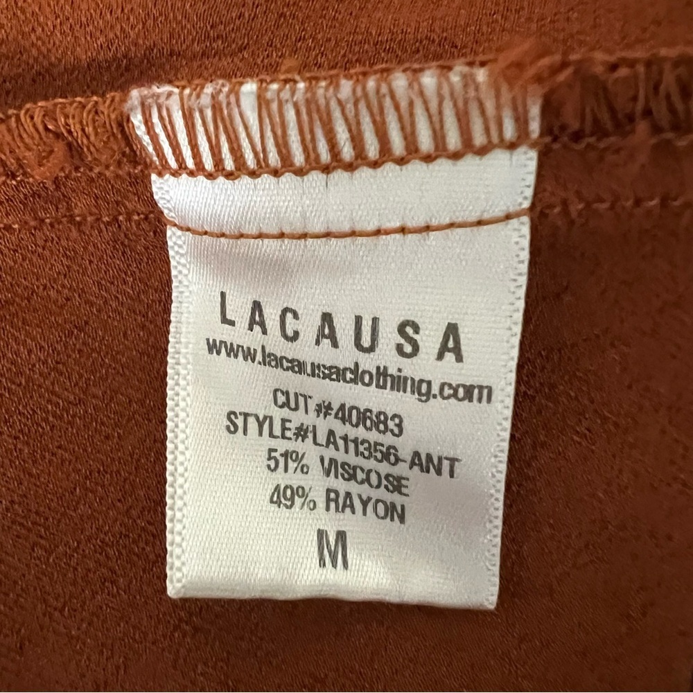 NWT LACAUSA Anthropologie Rust Brown Tie Back V-Neck Cami Medium - Picture 11 of 13